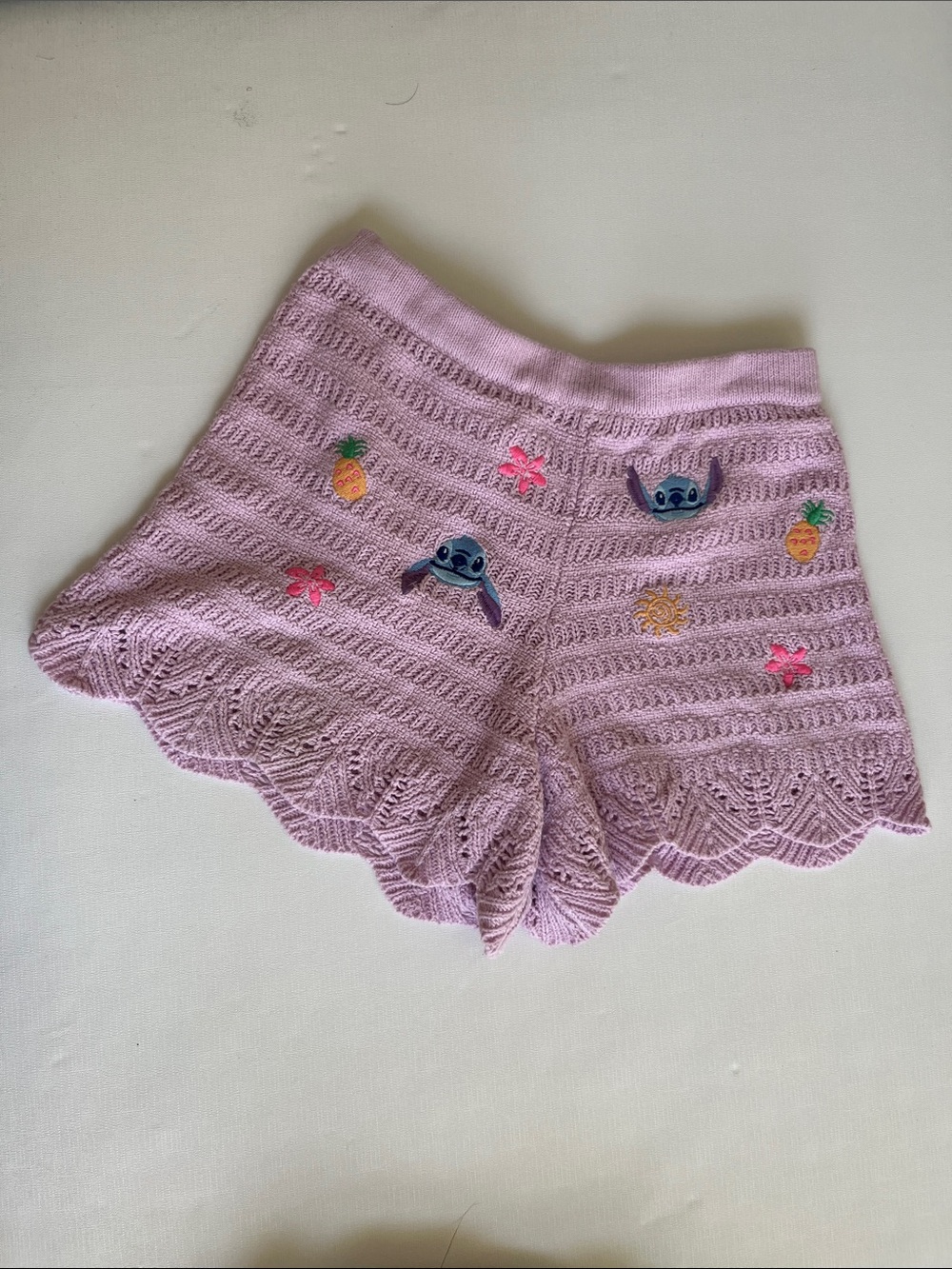 jumping beans Lilac Crochet High-Waist Shorts with Tropical & Character Patches